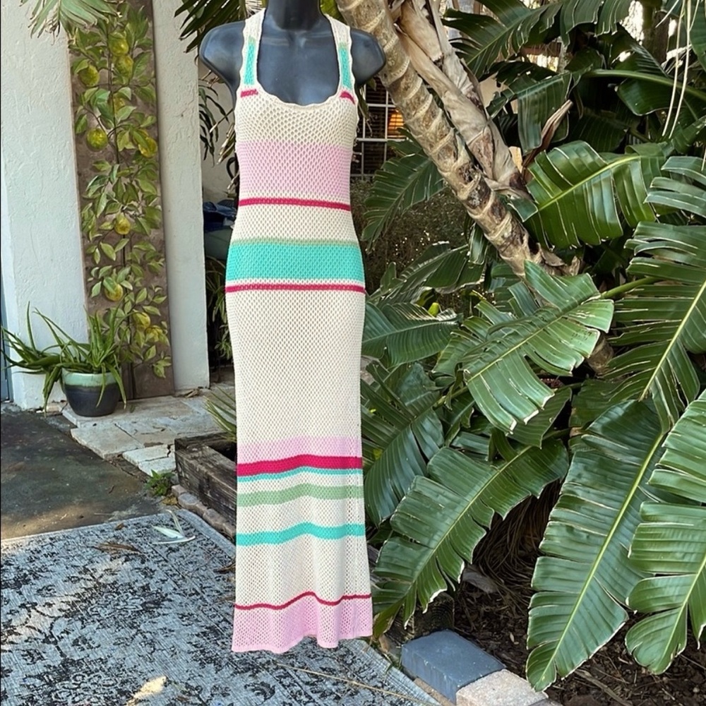 Z supply, crochet, striped maxi dress